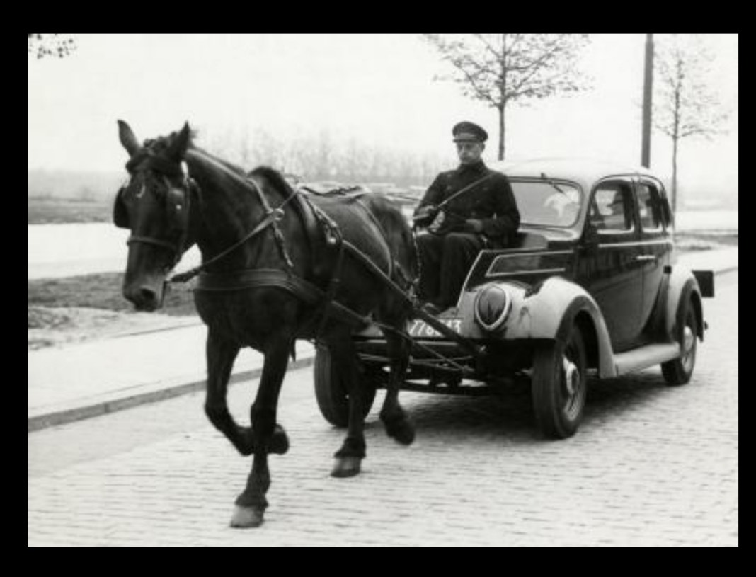 New Technology in old methods - Horse pulling car